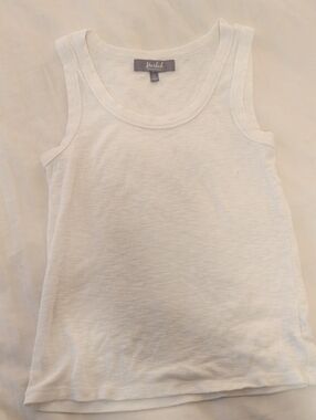 Marled White Slub Knit Tank Top